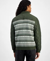 Sun + Stone Men's Fair Isle Zip-Front Sweater Jacket