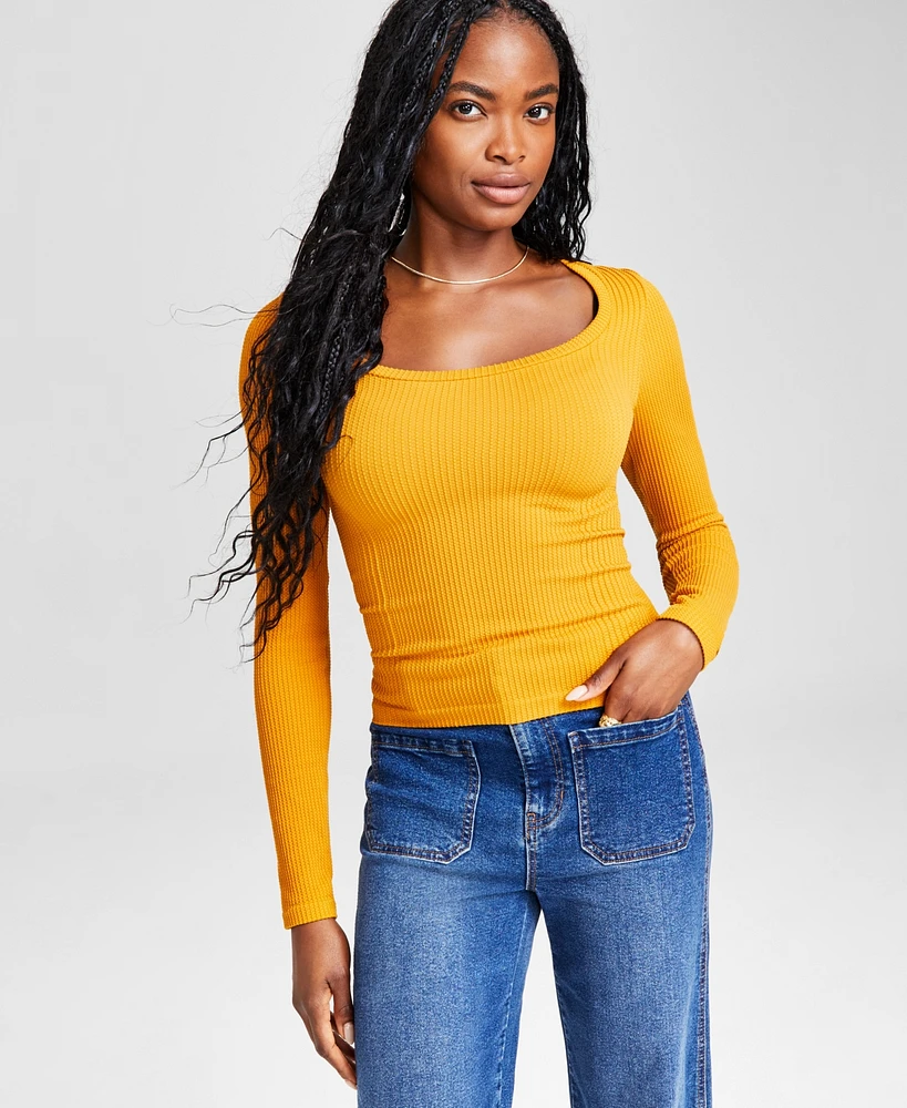 And Now This Women's Scoop-Neck Fitted Long-Sleeve Thermal Top, Created for Macy's