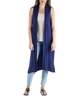 24seven Comfort Apparel Sleeveless Long with Side Slit Cardigan Vest