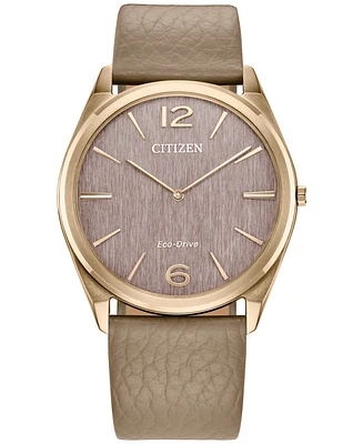 Citizen Eco-Drive Unisex Beige Leather Strap Watch 38mm