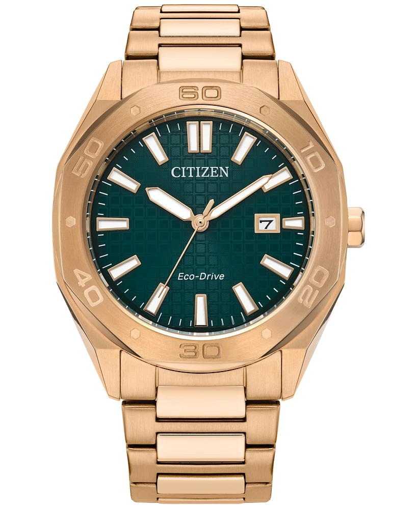 Citizen Eco-Drive Men's Weekender Sport Rose Gold-Tone Stainless Steel Bracelet Watch 41mm