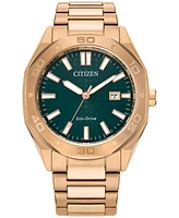 Citizen Eco-Drive Men's Weekender Sport Rose Gold-Tone Stainless Steel Bracelet Watch 41mm