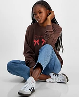 Rebellious One Juniors' Paris Bow Graphic Sweatshirt