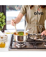 Alva Maestro Stainless Steel Saucepan 2 Qt, 6.3" with Lid for Stainless Steel Cookware Set, Non-Toxic Cookware, Induction Pan, Dishwasher Safe, Stainl