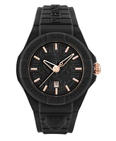 Plein Sport Men's New Fearless 3 Hand Date Quartz Black Silicone Strap 46mm