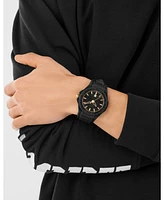 Plein Sport Men's New Fearless 3 Hand Date Quartz Black Silicone Strap 46mm
