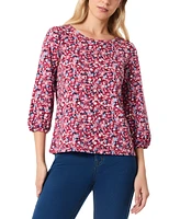 Jones New York Petite Floral-Print 3/4-Sleeve Blouse