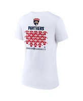 Fanatics Women's White Florida Panthers 2024 Stanley Cup Champions Plus Jersey Roster V-Neck T-Shirt