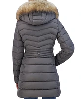 Laundry By Shelli Segal Women's Faux-Fur-Trim Hooded Puffer Coat