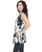 White Mark Women's Pleated Front Sleeveless Tunic Top