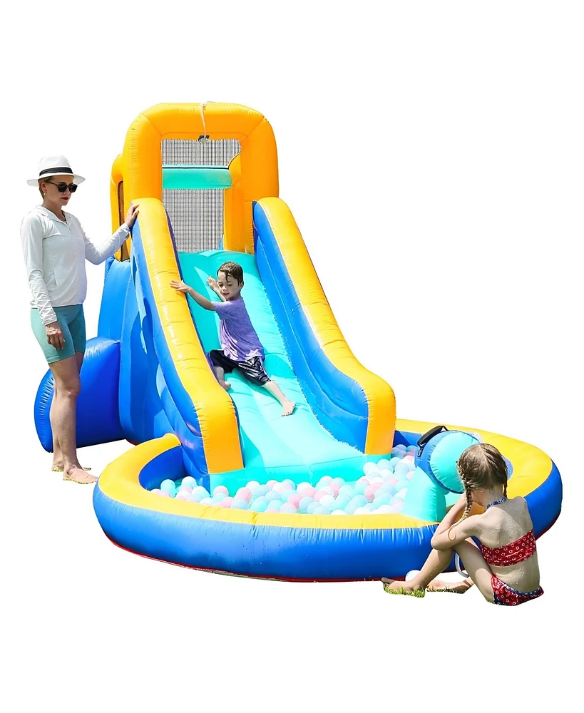 Inolait Inflatable Water Slide Kids Bounce House Castle Splash Pool with 350W Blower