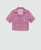 Mango Women's Flowers Detail Crochet Shirt