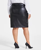 I.n.c. International Concepts Plus Size Faux-Leather Pencil Skirt, Created for Macy's