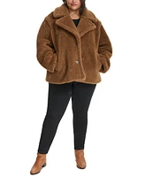 Cole Haan Plus Notched-Collar Single-Breasted Teddy Coat