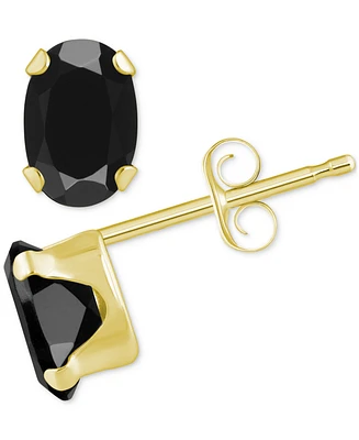 Onyx Oval Solitaire Four Prong Stud Earrings 14k Gold