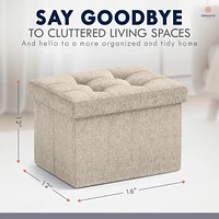 Collapsible Small Rectangle Footrest Storage Ottoman - 12 x 16