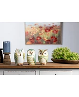 Slickblue Set of 3 Terra Cotta Owl Figurines for Rustic Home Decor