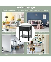 Sugift Nightstand End Table with Drawer and Shelf