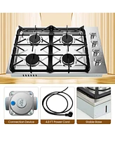 Sugift 30 Inch Gas Cooktop with 4 Powerful Burners and Abs Knobs