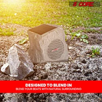 5 Core Outdoor Speakers Bluetooth Waterproof Linkable Tws Patio Pool Garden Wireless 10W Rms Solar Rock Speaker w Rgb Light