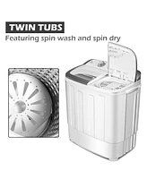 Gymax 8lbs Compact Mini Twin Tub Washing Machine Washer Spinner