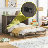 Simplie Fun Queen Size Murphy Bed With Built-In Charging Station