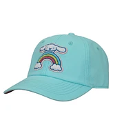 Sanrio Men's Cinnamoroll Chenille Character Patch Teal Washed Cotton Twill Baseball Cap