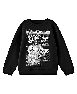 Superman Boys Comic Cover No. 300 Crew Neck Long Sleeve Black Youth Tee