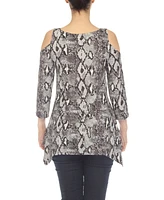 White Mark Maternity Snake Print Cold Shoulder Tunic