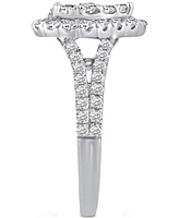 Diamond Pear Shaped Halo Cluster Engagement Ring (1-3/4 ct. t.w.) in 14k White Gold