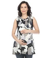 White Mark Maternity Pleated Front Sleeveless Tunic Top