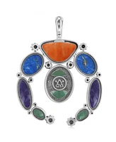 American West Jewelry Sterling Silver Multi Color Gemstone Naja Pendant Enhancer