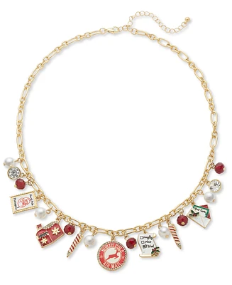 Holiday Lane Gold-Tone Santa Letter Charm Necklace, 18" + 3" extender, Created for Macy's