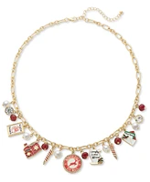 Holiday Lane Gold-Tone Santa Letter Charm Necklace, 18" + 3" extender, Created for Macy's