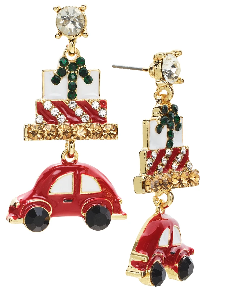 Holiday Lane Gold-Tone Presents & Car Drop Earrings, Created for Macy's