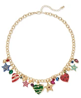 Holiday Lane Gold-Tone Festive Pendant Necklace, 18" + 3" extender, Created for Macy's