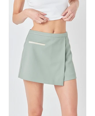 Grey Lab Women's Asymmetrical Wrap Mini Skort