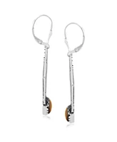 American West Jewelry Sterling Silver and Geometric Shape Tiger's Eye Gemstone Lever Back Earrings