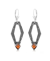 American West Jewelry Sterling Silver and Geometric Shape Tiger's Eye Gemstone Lever Back Earrings