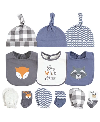 Hudson Baby Baby Boys Hudson Caps or Headbands, Bibs, Mittens and Socks 12pc Set, Dinosaur, 0-6 Months