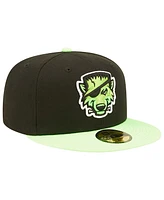 New Era Men's Black/Neon Green Erie SeaWolves Theme Night 59FIFTY Fitted Hat