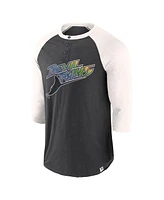 Fanatics Men's Black/Cream Tampa Bay Rays Historical Win 3/4-Sleeve Henley T-Shirt