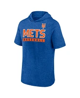 Fanatics Men's Heather Royal New York Mets Push Short Sleeve Pullover Hoodie