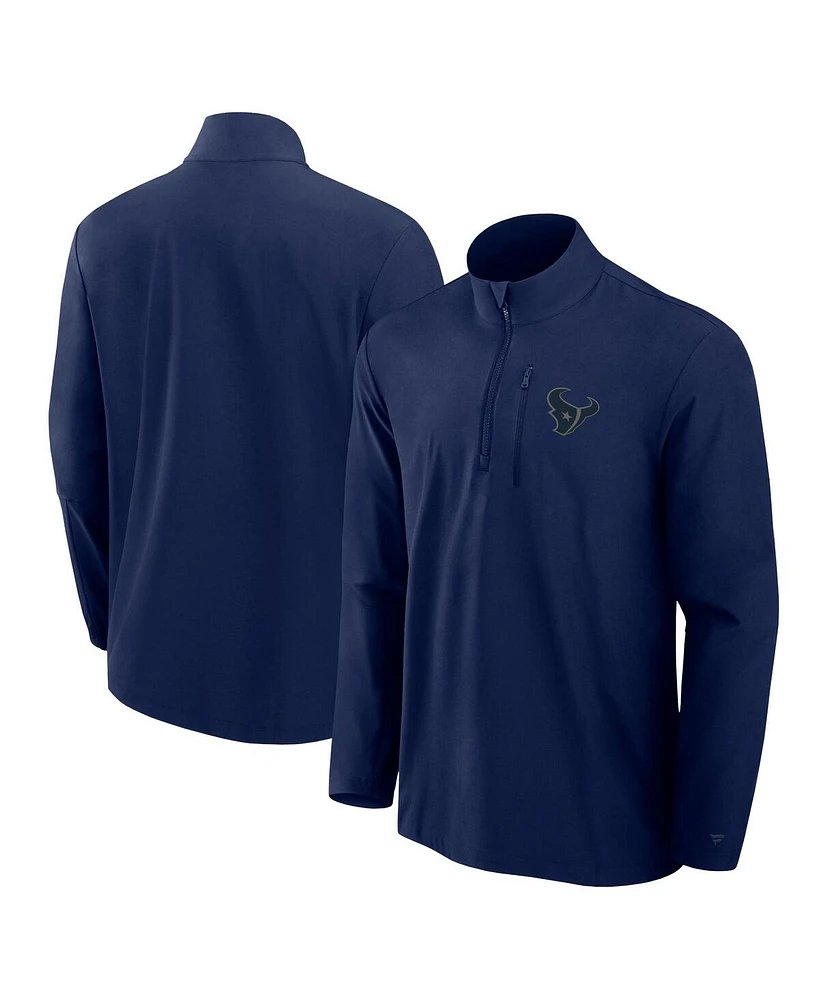 Fanatics Men's Navy Houston Texans Front Office Woven Quarter-Zip Jacket