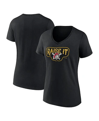 Fanatics Women's Black Pittsburgh Pirates Raise It V-Neck T-Shirt