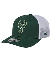 New Era Men's Hunter Green/White Milwaukee Bucks Trucker 9SEVENTY Coolera Stretch-Snap Hat