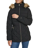 Tommy Hilfiger Women's Bibbed Faux-Fur-Trim Hooded Puffer Coat, Created for Macy's