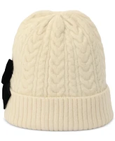 kate spade new york Women's Velvet Bow Cable Knit Beanie