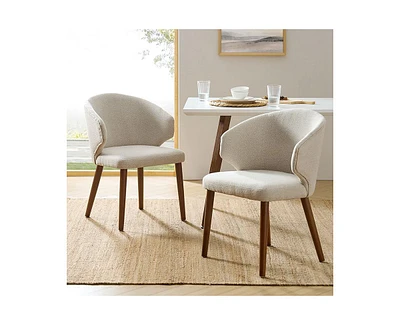 Hulala Home Nina Mid-Century Modern Dining Chair with Solid Wooden Legs,Set of 2