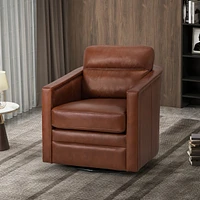 Hulala Home Jorge Contemporary Classic 28.74'' Wide Genuine Leather Swivel Chair